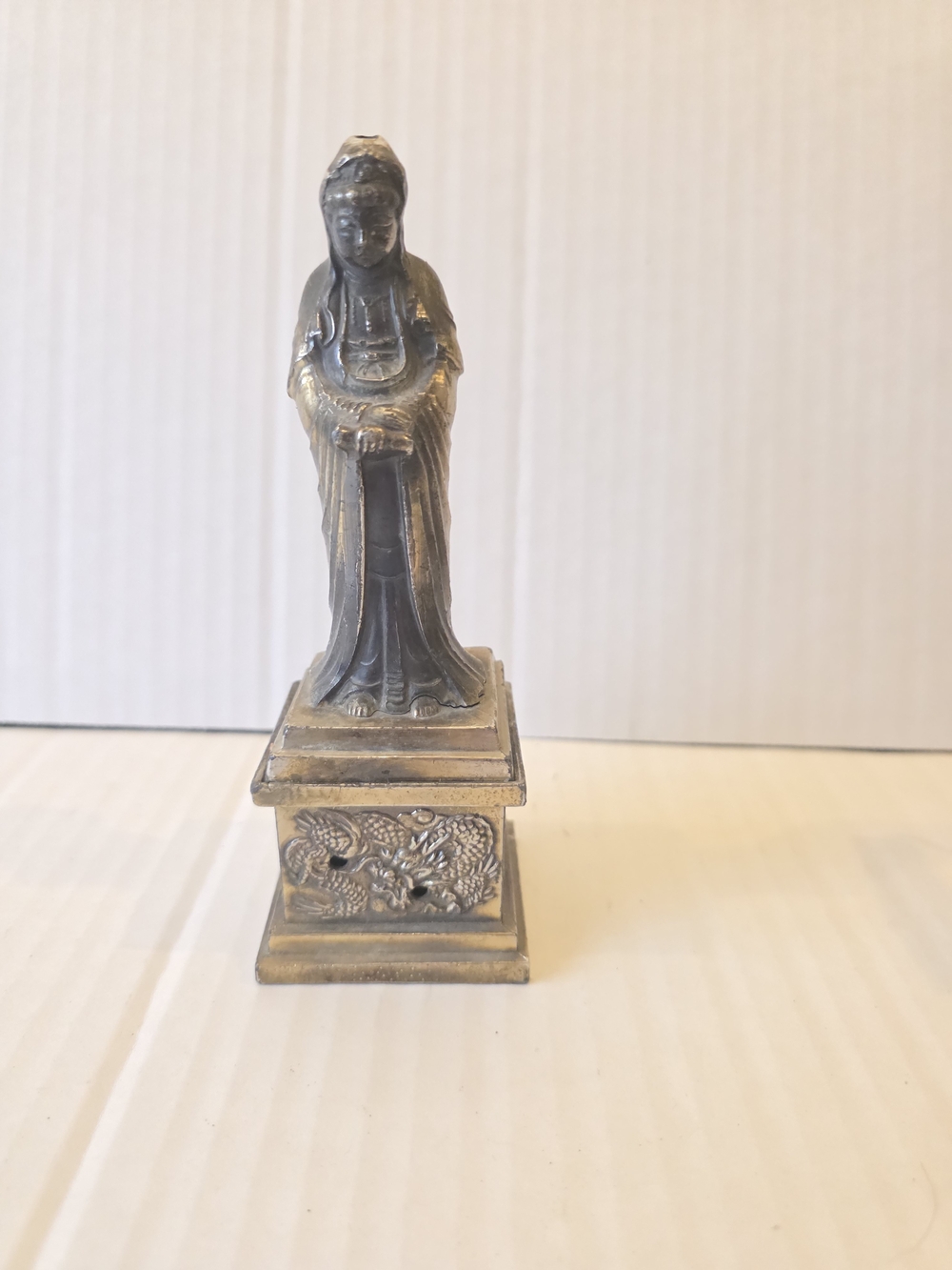 Vintage Silver-Tone Japanese Incense Burner/ Metal Statue - Oriental Figurine